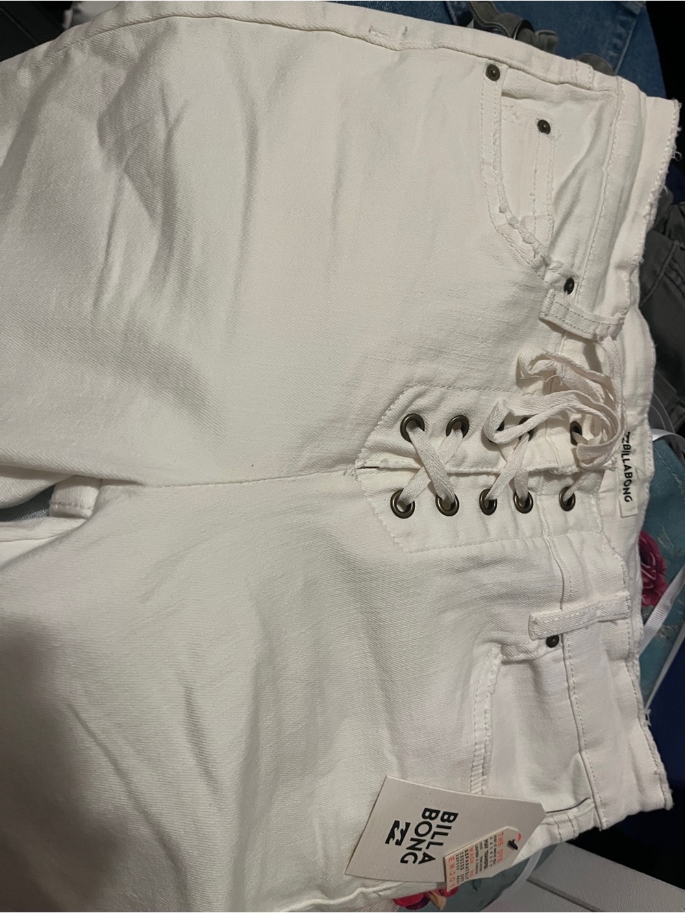 Billabong High-Rise White Lace-Up Jeans
